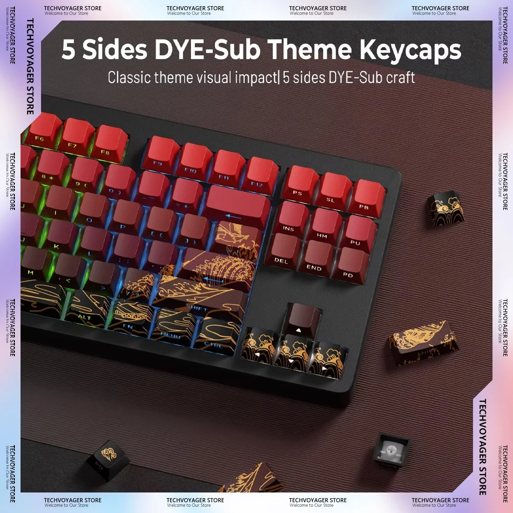 

XVX Mechanical Keyboard Keycaps PBT Double Shot Cherry Profile Side Print Coral Sea Keyboard Keycaps Accessories PC Game Gifts