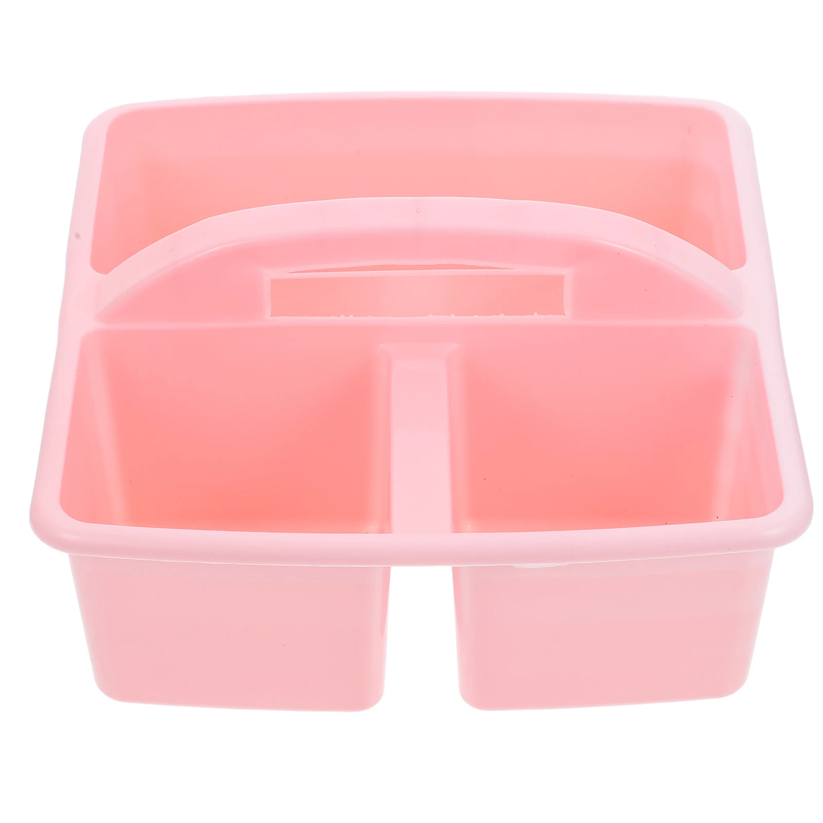 Portable 3 Compartments Storage Basket Pink Handheld Organizer for Classroom Craft Supplies Caddy Stationery Tool Container