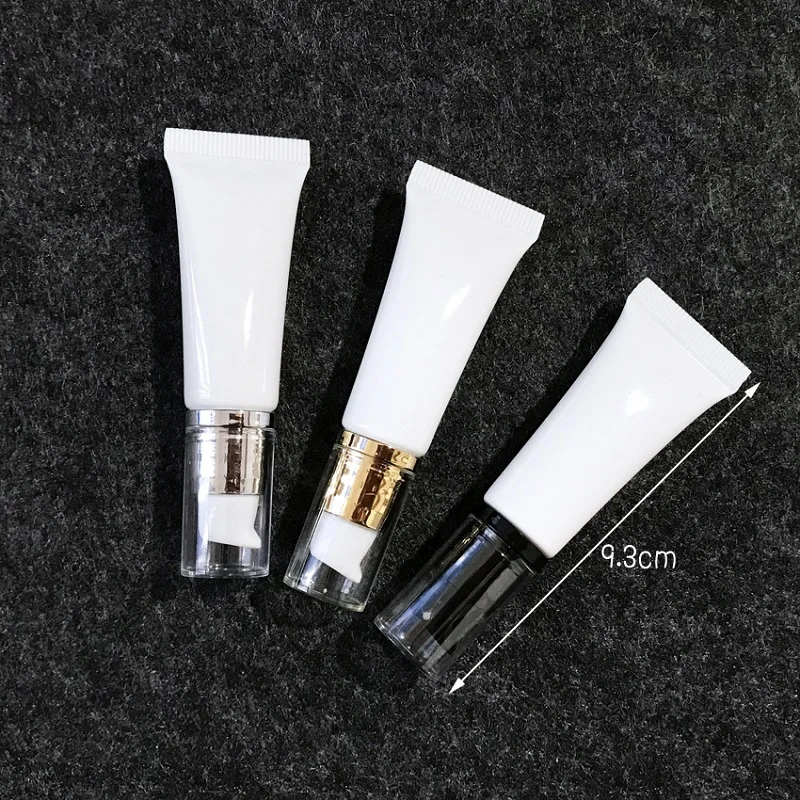 

10ML Empty Squeezable Bottle White Cosmetic Packaging Refillable Portable Soft Tube Gold Silver Airless Pump Lotion Squeeze Tube