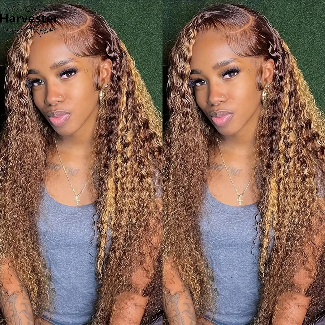 

13x6 Highlight 38 Inch Lace Frontal Wig Curly Human Hair Wigs P427 Brazilian Deep Wave 13x4 Lace Front Wig