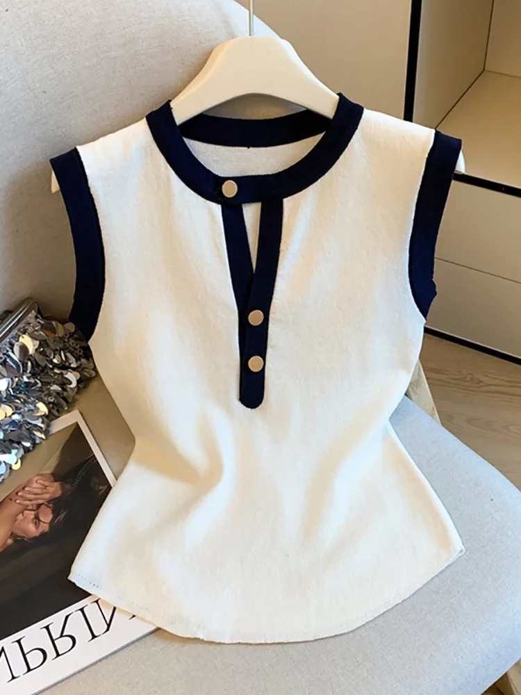

2025 New Women Summer New Arrival Ice Silk Tank Top Stylish Knitted Vest Tops