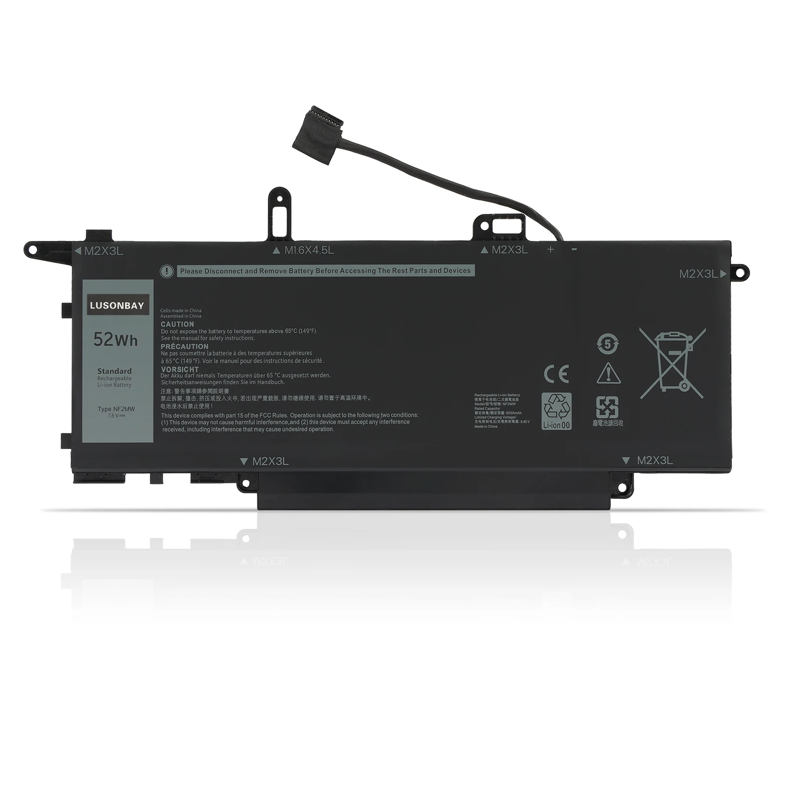 

LUSONBAY NF2MW 7.6V 52WH Laptop Battery For Dell Latitude 7400 2-in-1 9410 2-in-1 Series 85XM8 085XM8 0C76H7 C76H7 GJD1V