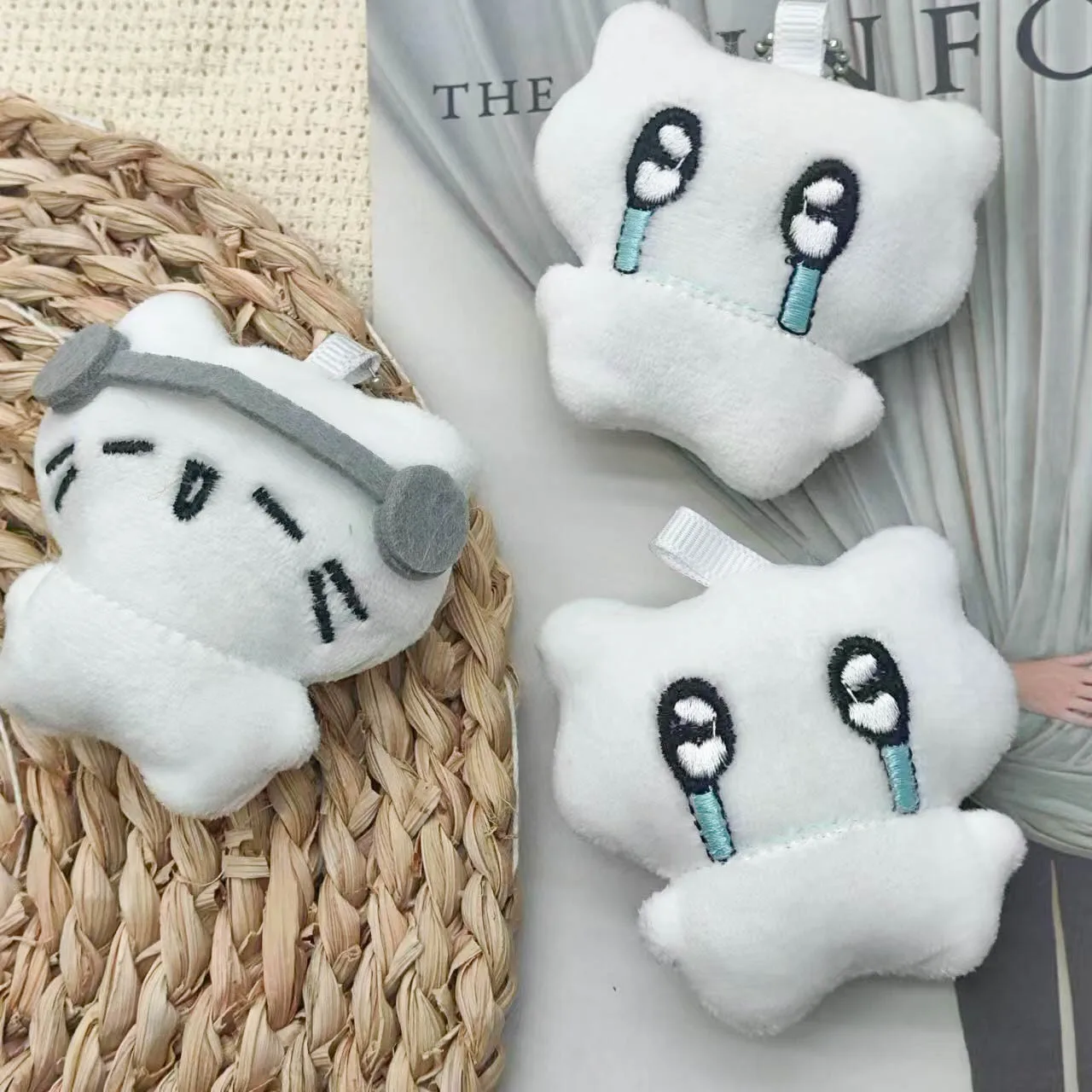 Cute Headphones Kitten Couple Keychain Mini Crying Cat Doll Plush Keyring Bag Pendant Charms Backpack Decor Cartoon Cat Keychain