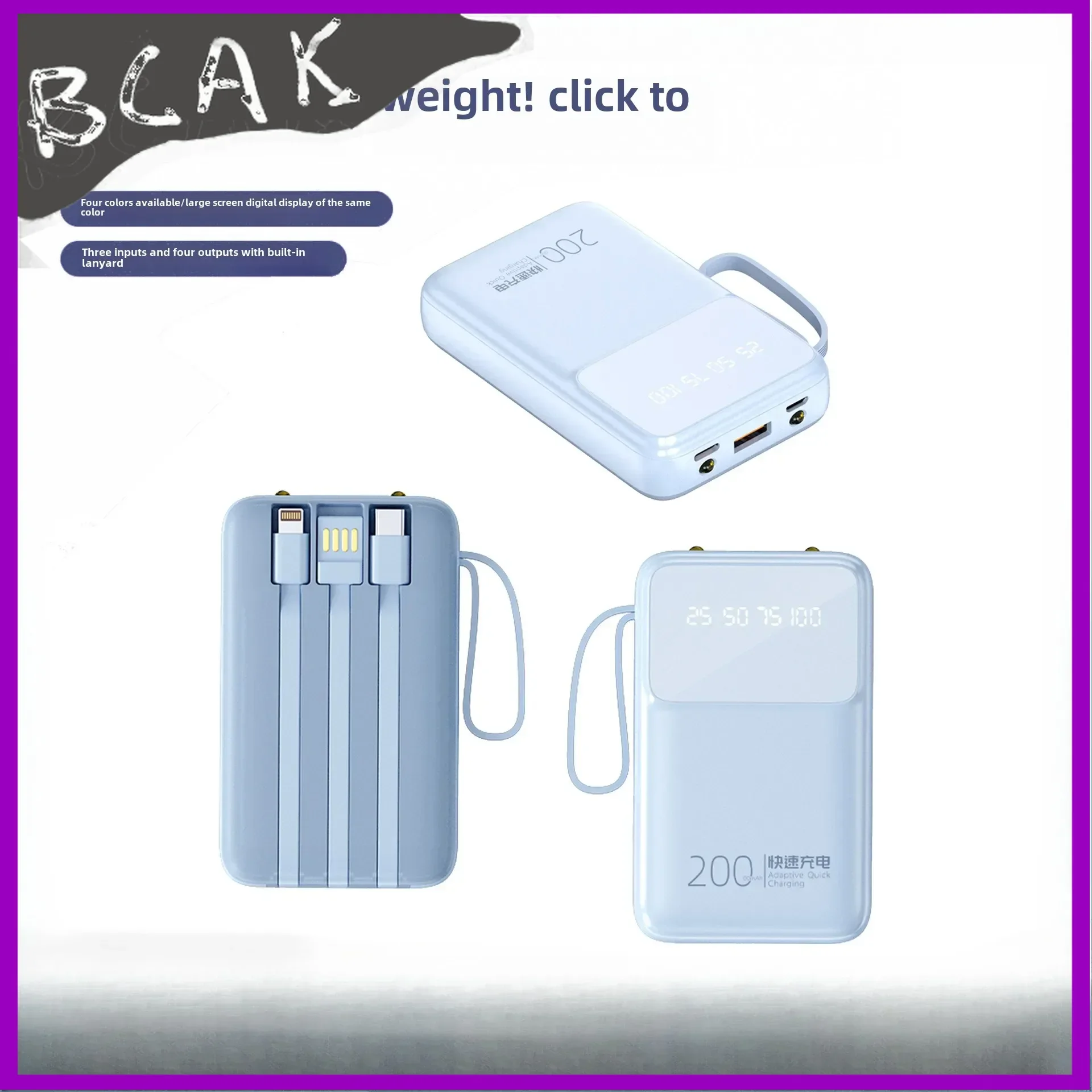 

Quality The New Model Has Its Own Cable, Power Bank, Super Fast Charging, Mini 20000mAh BCAK Gift, Mobile Power Supply.
