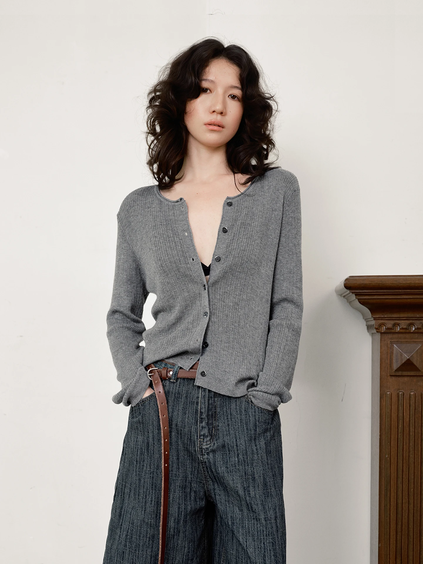 

Lightweight Knitted Button-Up Cardigan Long Sve round Ne ort Sle Versatile Outerwear for Women Spring Summer Casual ...