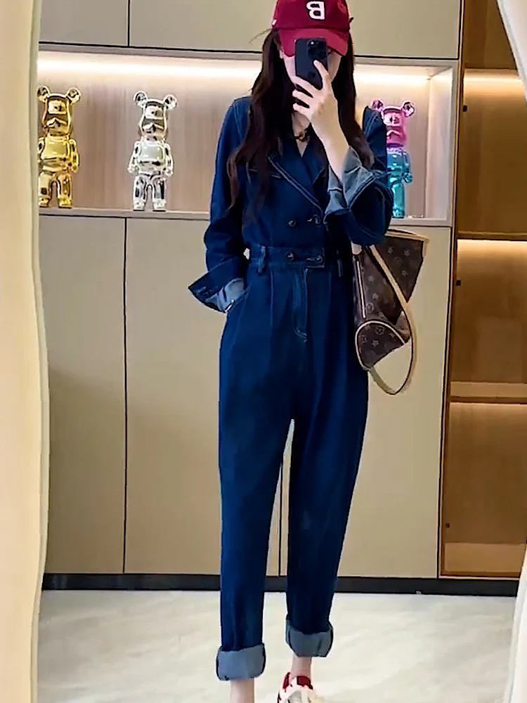 

Blue One-Piece Suit Women's Faionable Cotton Spring Summer New Arrival Anti-Aging Street Sle Sullarrie Casual Sportswear