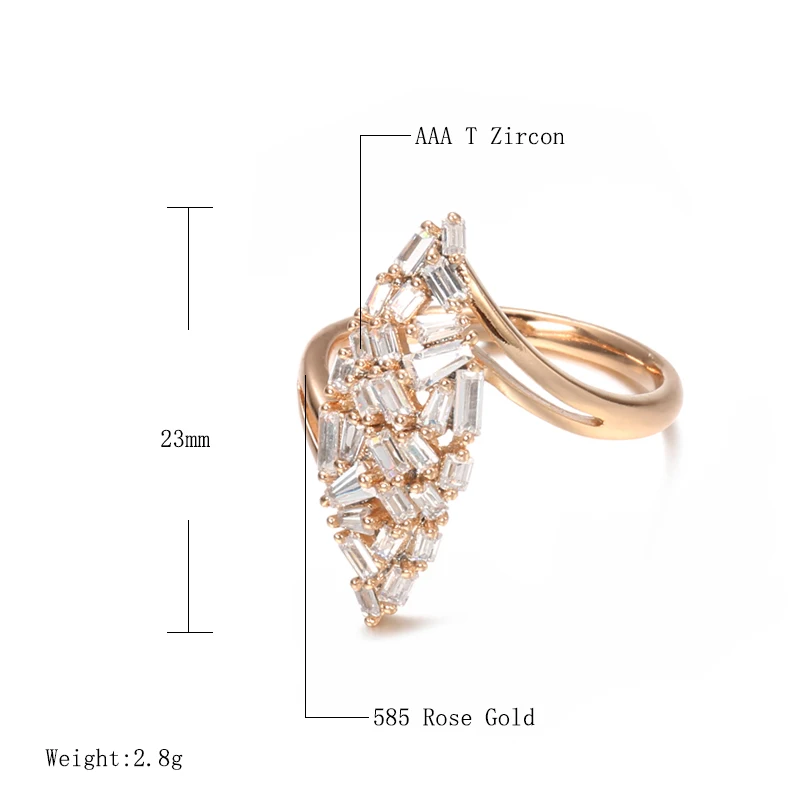 Wbmqda Personalized Cubic Zircon Ring For Women 585 Rose Gold Color 2023 Trendy Jewelry Accessories Free Shipping