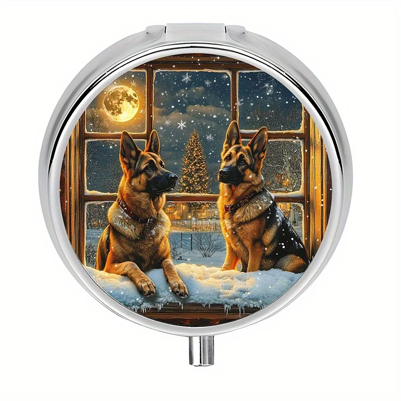Single pack, pill box with 3 compartments, dog pill storage box, mini decorative portable pill box, suitable for carrying in a handbag or pocket, a perfect and unique gift