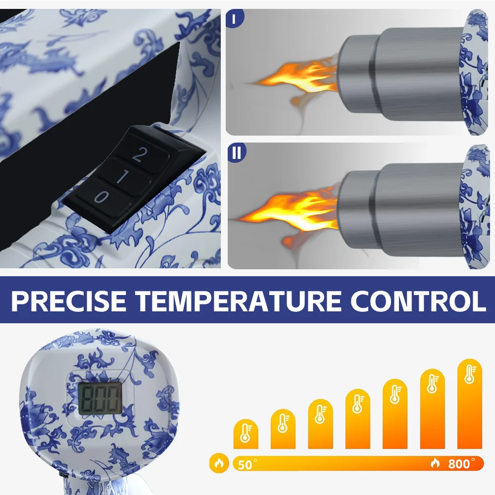 Customized Pattern Heat Gun 2000W Rated Output Power With Digital Temperature Display Temperature Adjustable Heat Gun