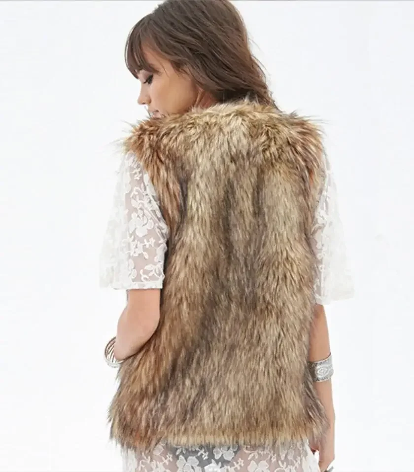 Fashion Hot Style Imitation Fur Coat Female Raccoon Fur Vest  Fur Vest Eam Twotwinstyle Knit Vest