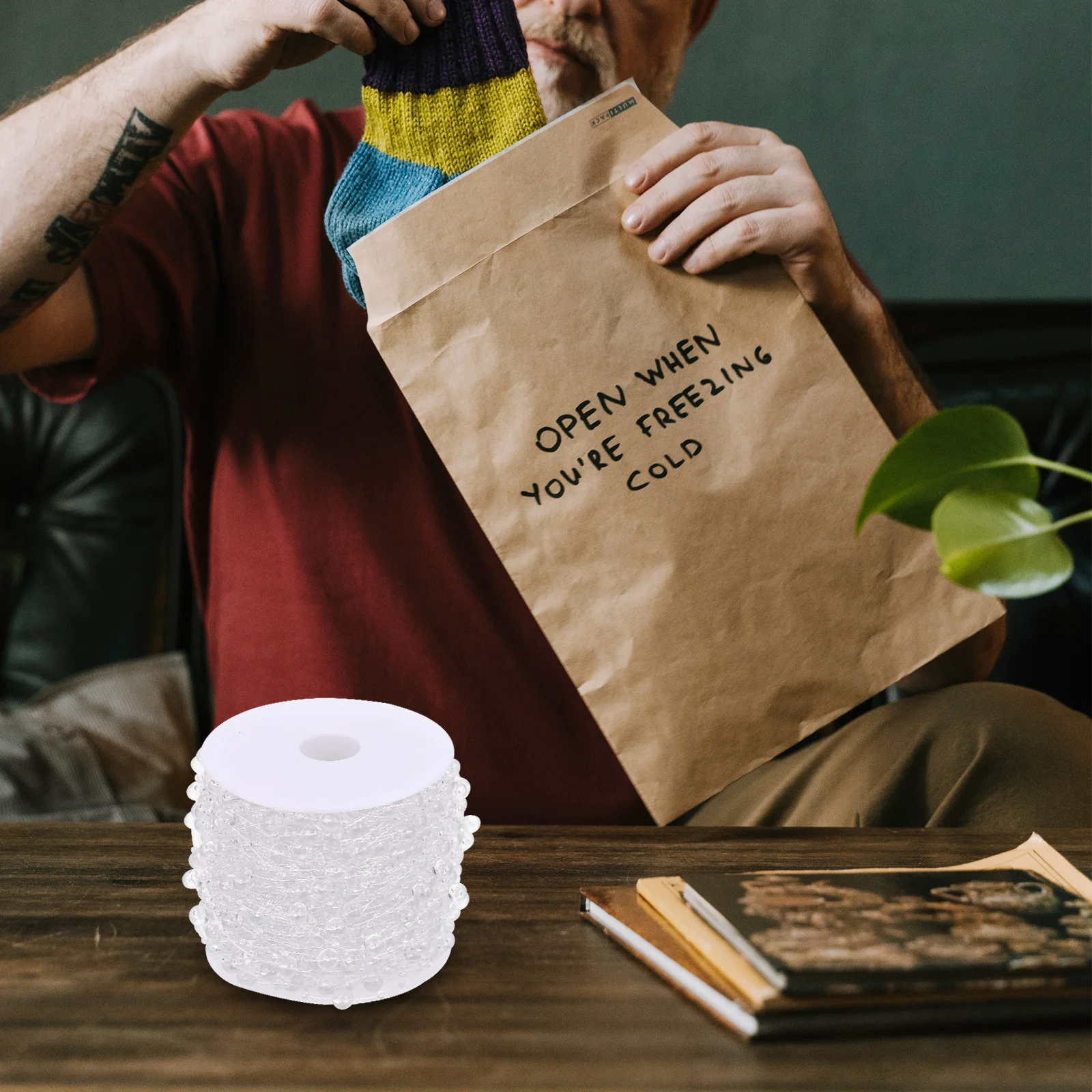 

1 Roll Transparent Beads Chain String DIY Artificial Bead Strand Party Layout Scene Decoration Garland