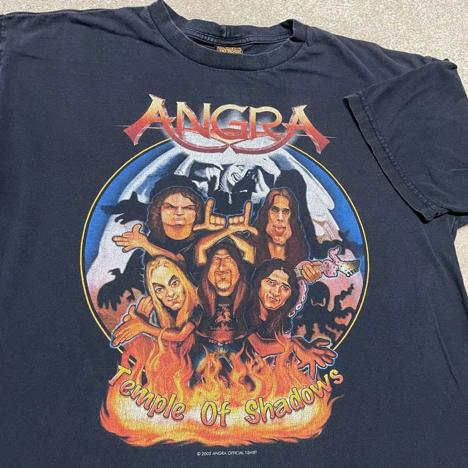 Angra Band T Shirt Men Small Adult Black Temple of Shadows 2005 Brazil Metal