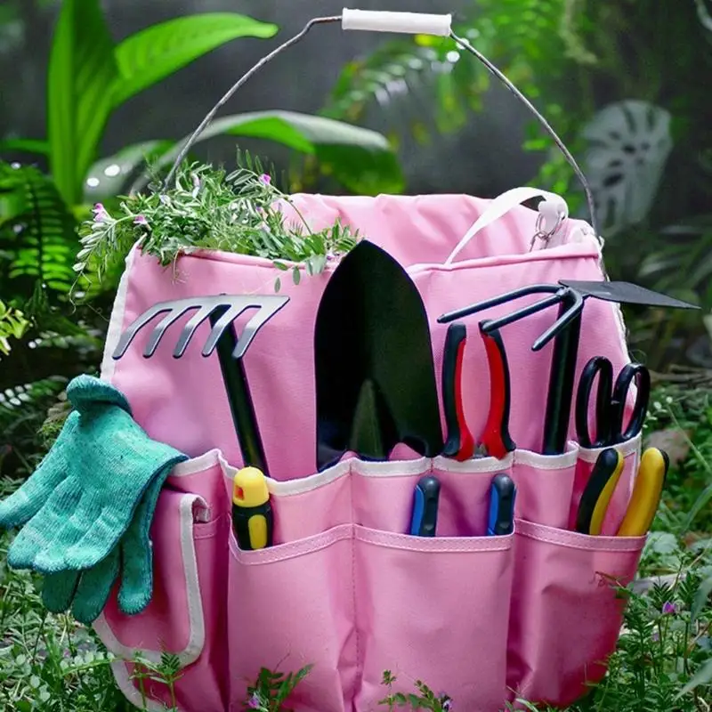 5 Gallon Bucket Storage Bag with Multiple Outer Pockets, Open Top Bucket Bag for Garden and Home Supplies Daily 87HA