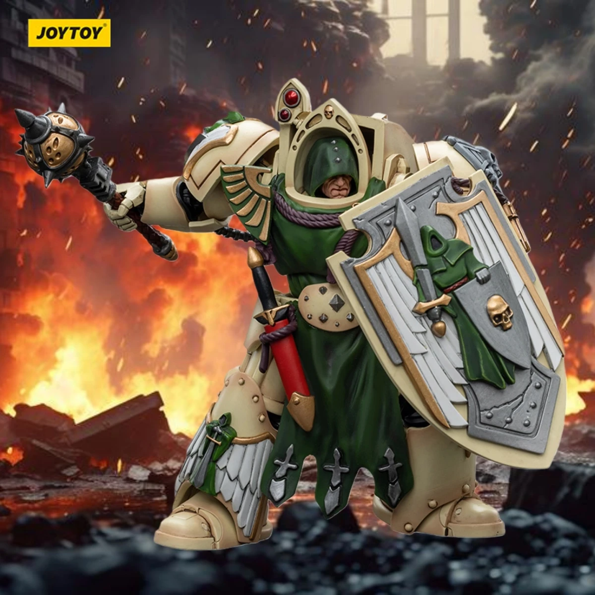 JOYTOY Warhammer 40K ดาร์กแองเจิลส์ เดธวิง ไนท์ พร้อมไม้เท้าแห่งการปลดปล่อย 1 ตัว ฟิกเกอร์แอคชั่น ของสะสม ตุ๊กตาตกแต่ง ของขวัญ ของเล่น