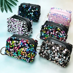 Cube Children's Coin Bag Change Color Sequins Mini Wallet Women Fashion Bling Mini Purse Sequin Bag Key Chain Pouch Small Gift