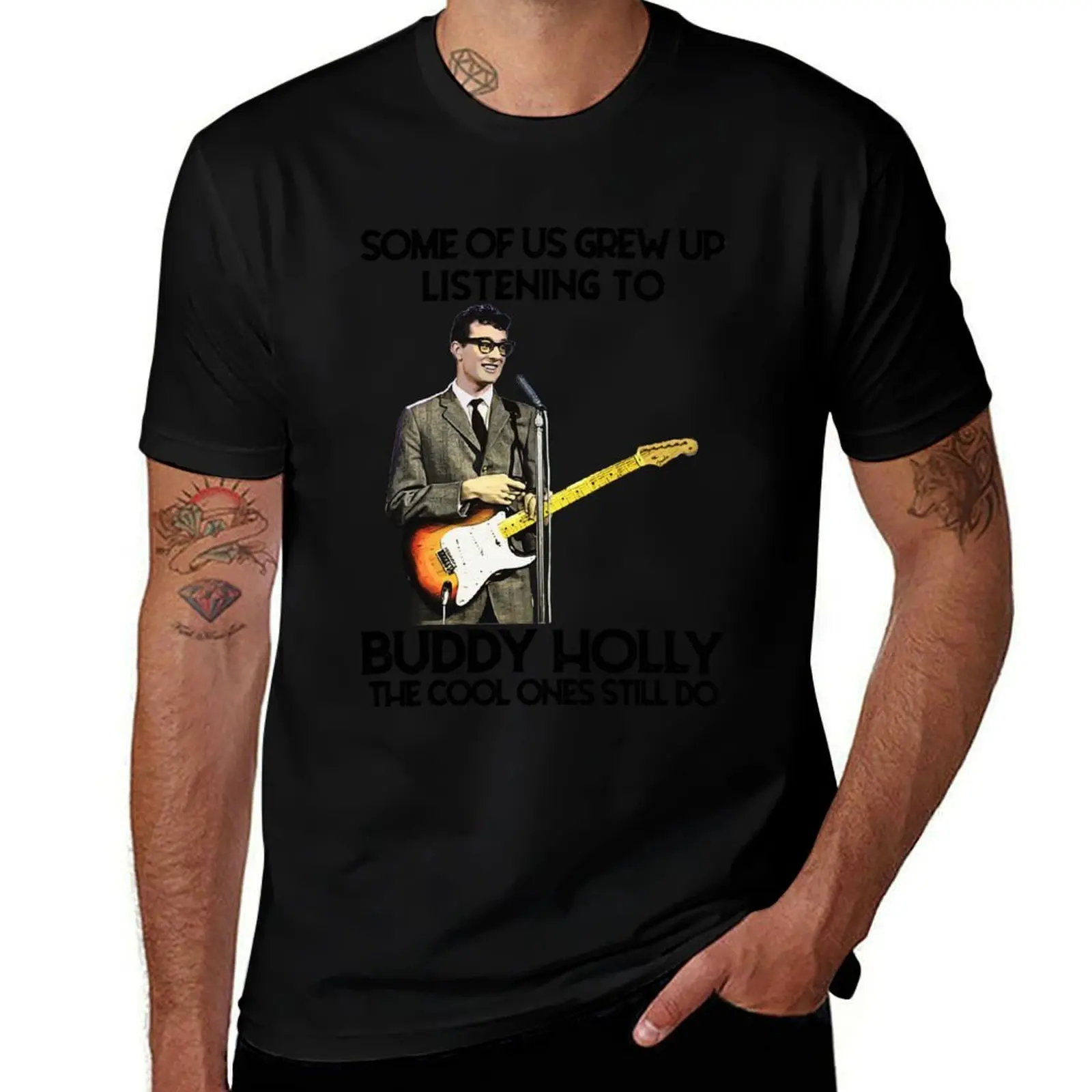Some Of Us Grew Up Listening To Buddy Holly The Cool Ones Still Do T-Shirt Plus Size Quick Dry Sports Tee T-Shirt