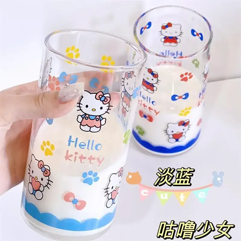 แก้วลาย Hello Kitty ตัวการ์ตูนน่ารักสำหรับเด็กผู้หญิงถ้วยใส่น้ำพร้อมหลอดใส่นมตัวการ์ตูนน่ารักน่ารัก