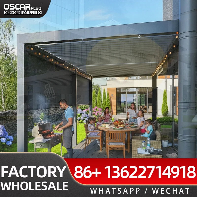 Aluminium Pergolas and Gazebos Motorized Outdoor Wood 6x4m 6mx3m Custom Size for Garden Patio Backyard pergola