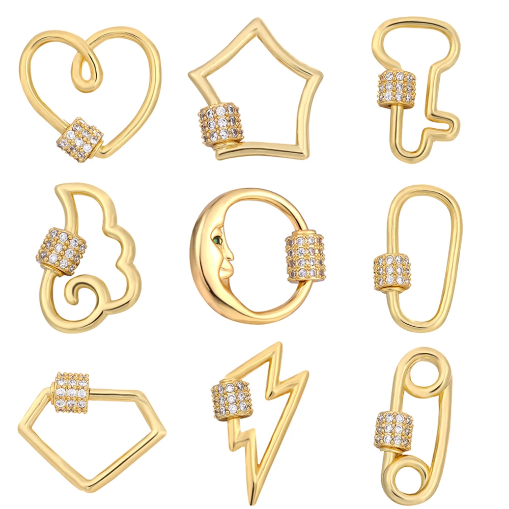 

Small Copper Clasps Love Heart Diamond Moon Gold Plated Clasp For DIY Necklace Bracelets Accessories Handmade Jewelry Makings