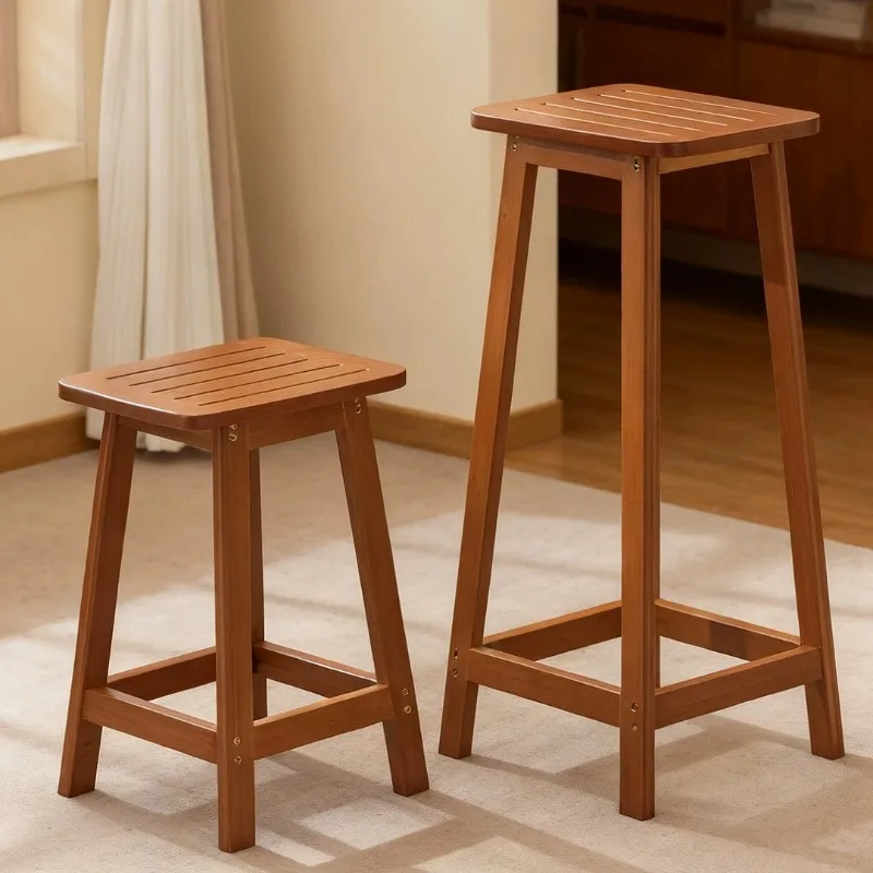Mid-century Vintage Bar Stool High Leg Counter Chair Commercial Cashier Pub Cafe Island Seat Leisure Dining High Stool for Home view 3
