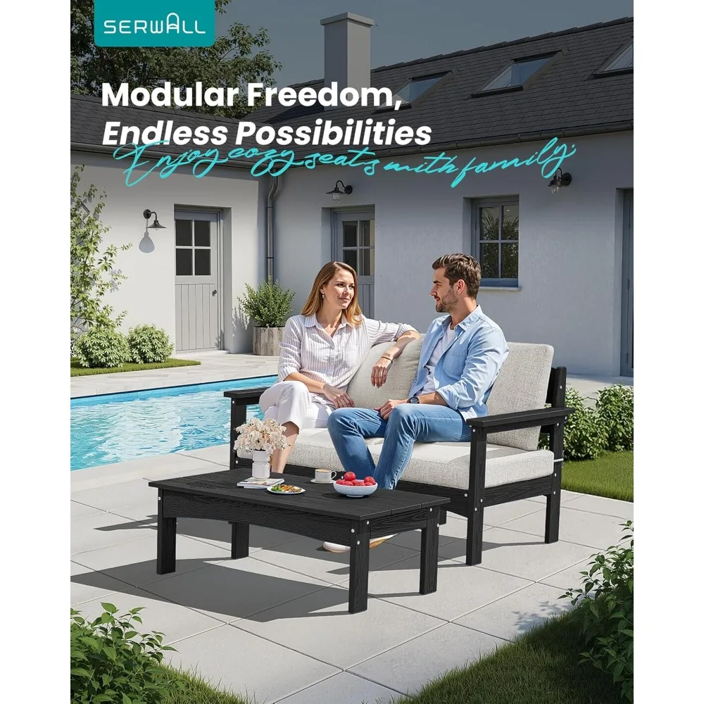 Outdoor Coffee Table, All-Weather Patio Side Table, Durable Patio Furniture Table for Garden, Deck, Porch, Poolside
