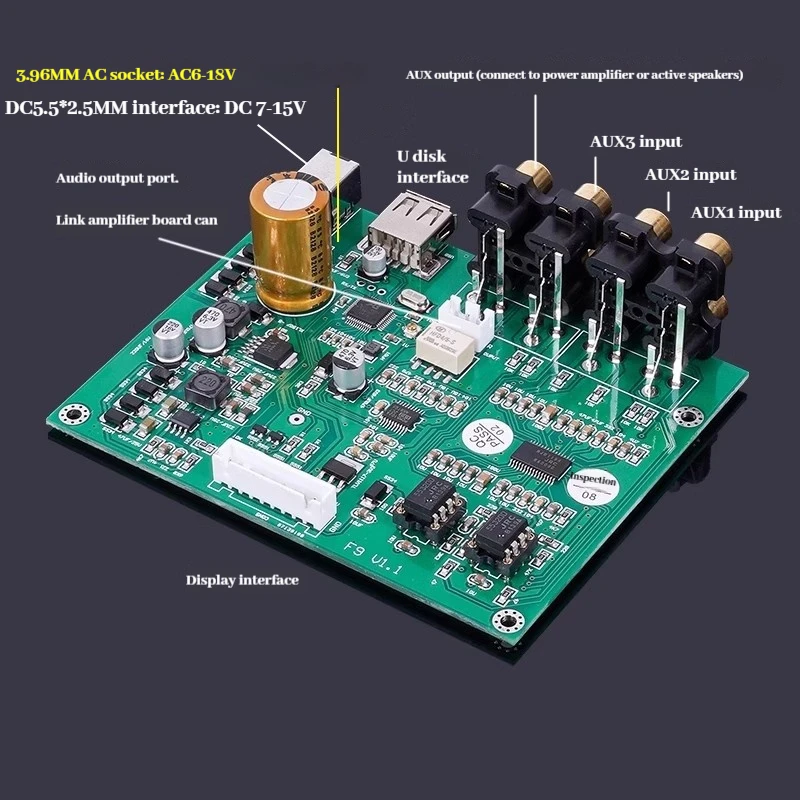 مضخم الجيل الجديد F9 HIFI مع مشغل USB بلوتوث 5.3 فك تشفير مستقل لشاشة مؤشر الألوان الحقيقية