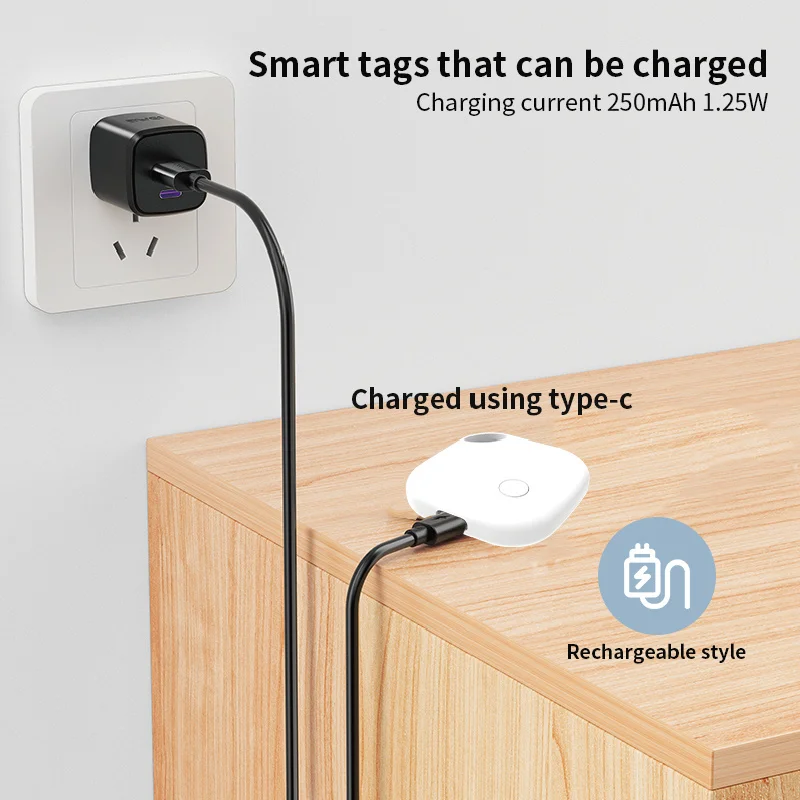 جهاز تعقب GPS بلوتوث قابل لإعادة الشحن يعمل مع Android Google Find Hub Key Finder Pet Locator العلامة الذكية لهواتف Xiaomi Samsung