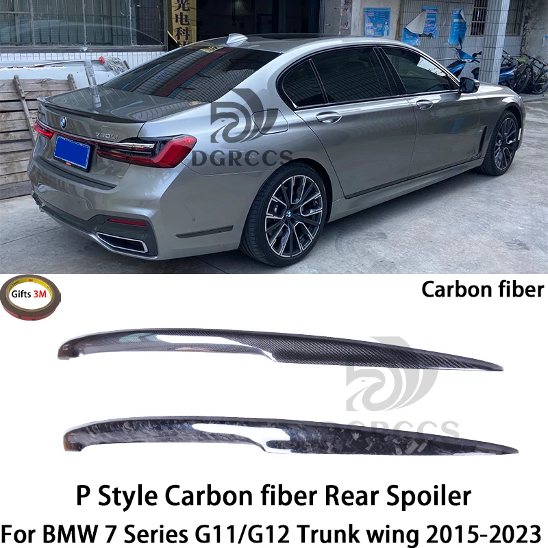 For BMW 7 Series G11/G12 P Style Carbon fiber Rear Spoiler Trunk wing 2015-2023 Carbon fiber FRP primer Forged carbon