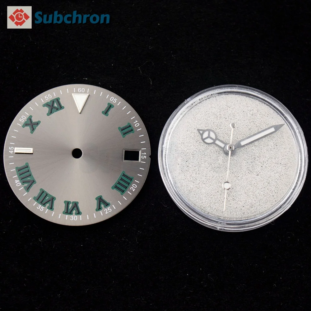 NH35 28.5mm Watch Dial Hands Roman Numerals Dial Single Calendar Custom Logo Fit NH35 NH36 Movement Watch Dial Replacement