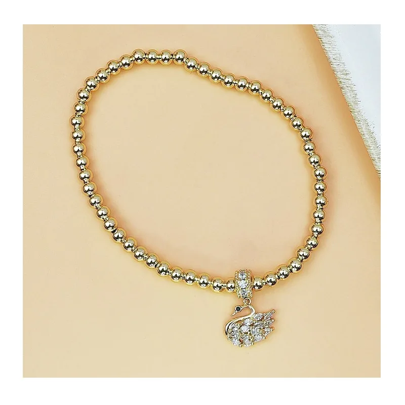

Hot Sale Micro Diamond Swan Bracelet Copper Bead Beaded Elastic Line Bracelet Bubble Balloon Bracelet