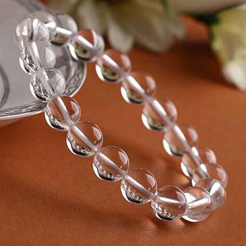 

clear quartz bracelet Natural Stone Clear Rock Quartz Beaded Bracelet Women White Crystal Healing Energy Bohe Reiki Gemstone Sim