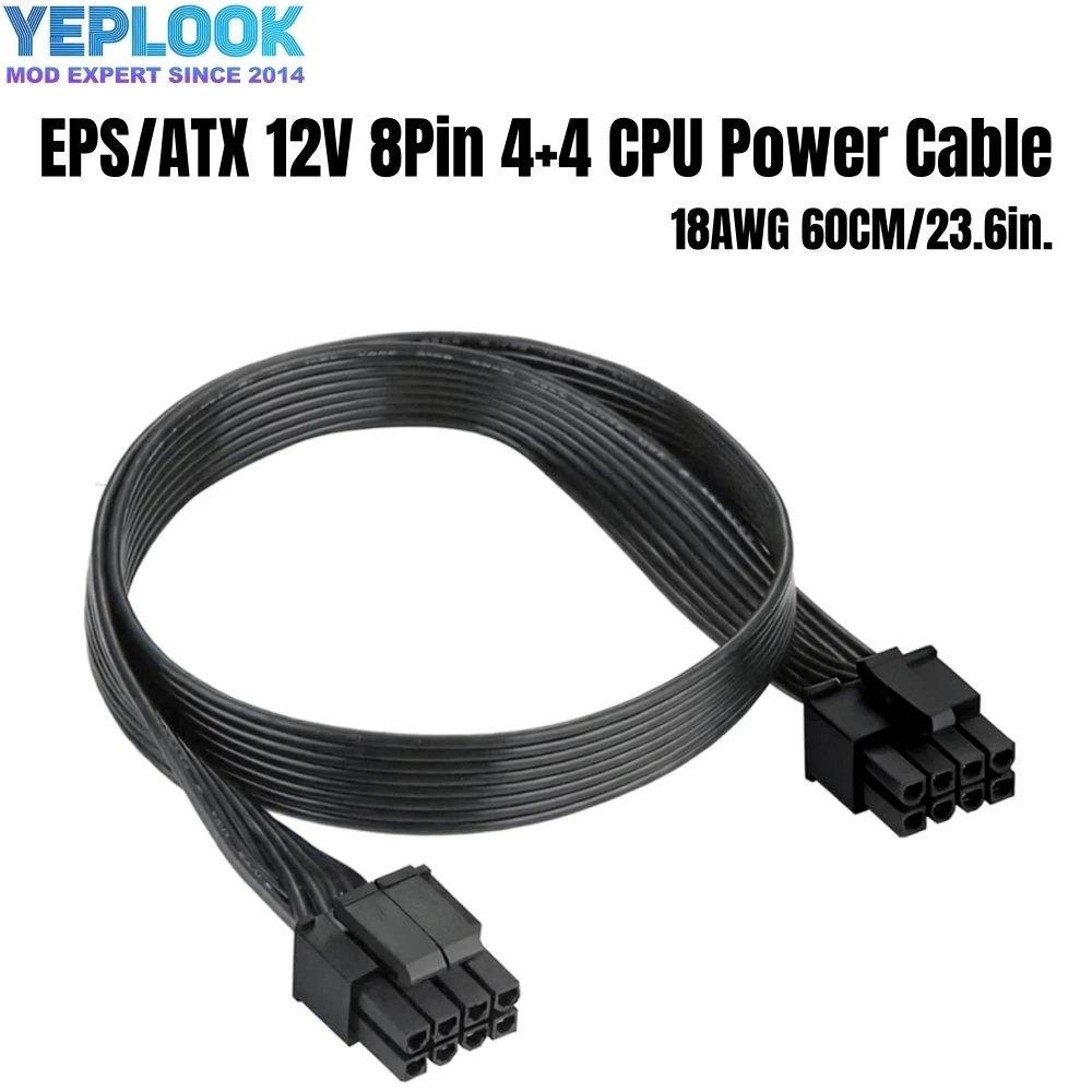 

EPS/ATX12V 8Pin (4+4) CPU Power Cable for Corsair RM1000i, RM850i, RM750i, RM650i, RM-i Type 4 Modular Power Supply, 60 CM 18AWG