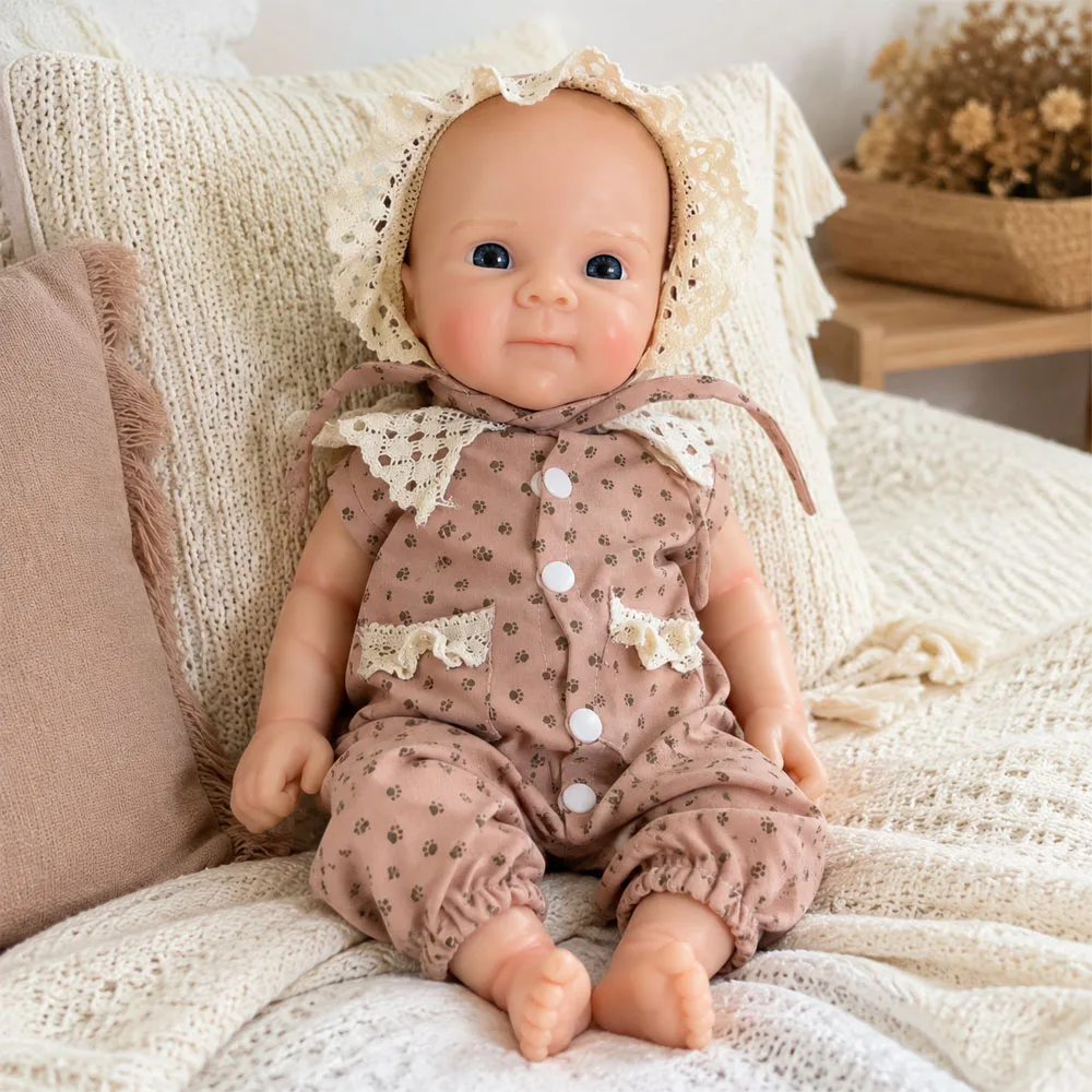 18'' Full Silicone Reborn Baby Doll Bald Head Open Eyes Closed Mouth Lifelike Soft Flexible Realistic Weight Random Outfit