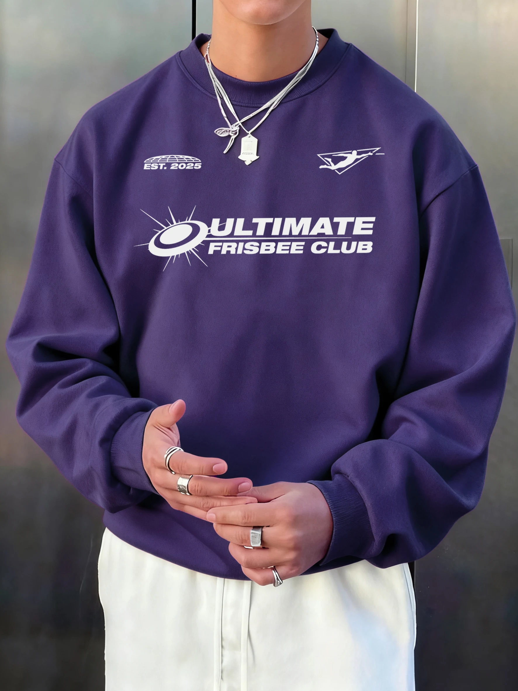 

Свитшот с принтом Ultimate Frisbee Club, мужские модные повседневные пуловеры, флисовая свободная одежда, осенний универсальный спортивный костюм унисекс
