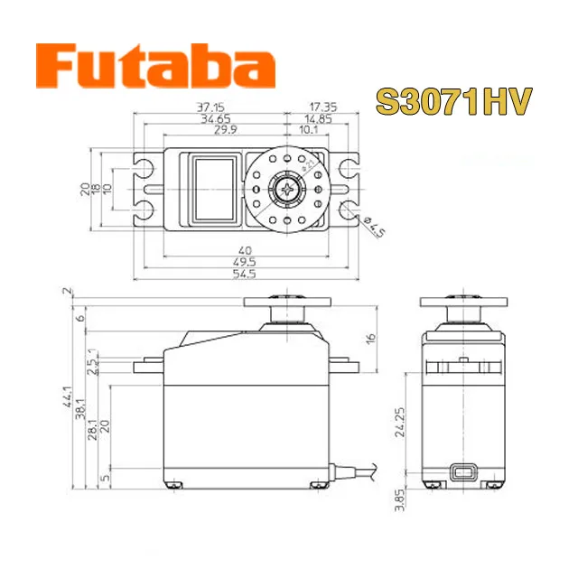 FUTABA S3071HV แรงดันไฟฟ้าสูง Digital Servo Fixed Wing Servo เกียร์โลหะเกียร์