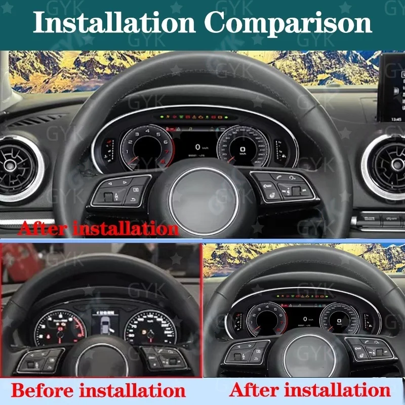 12.3'' Linux Car Virtual For Audi A3 2014-2020 Digital Instrument CockPit LCD Speedometer Dashboard Player Odometer Gauge view 2