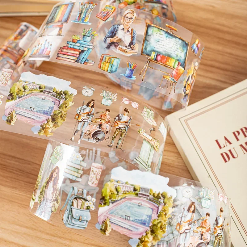 

1 рулон, серия кампуса, материал для справочника, лента для украшения кампуса, наклейки, клейкие канцелярские принадлежности, скрапбук, 60 мм * 2 м