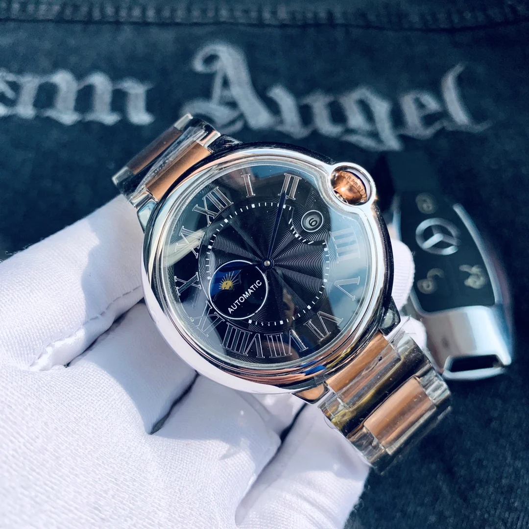 ساعة رجالية 42 ملم حزام فولاذي للأعمال والترفيه مقاومة للماء حركة ميكانيكية أوتوماتيكية يمكن تخصيص ساعة نسائية