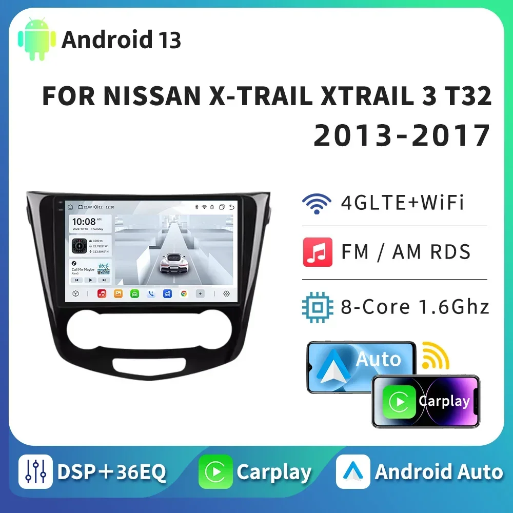 HTZM Carplay Android Auto Car Radio For Nissan X-Trail Xtrail 3 T32 2013 2014 2015 2016 2017 Multimedia GPS 4G Player DSP Stereo