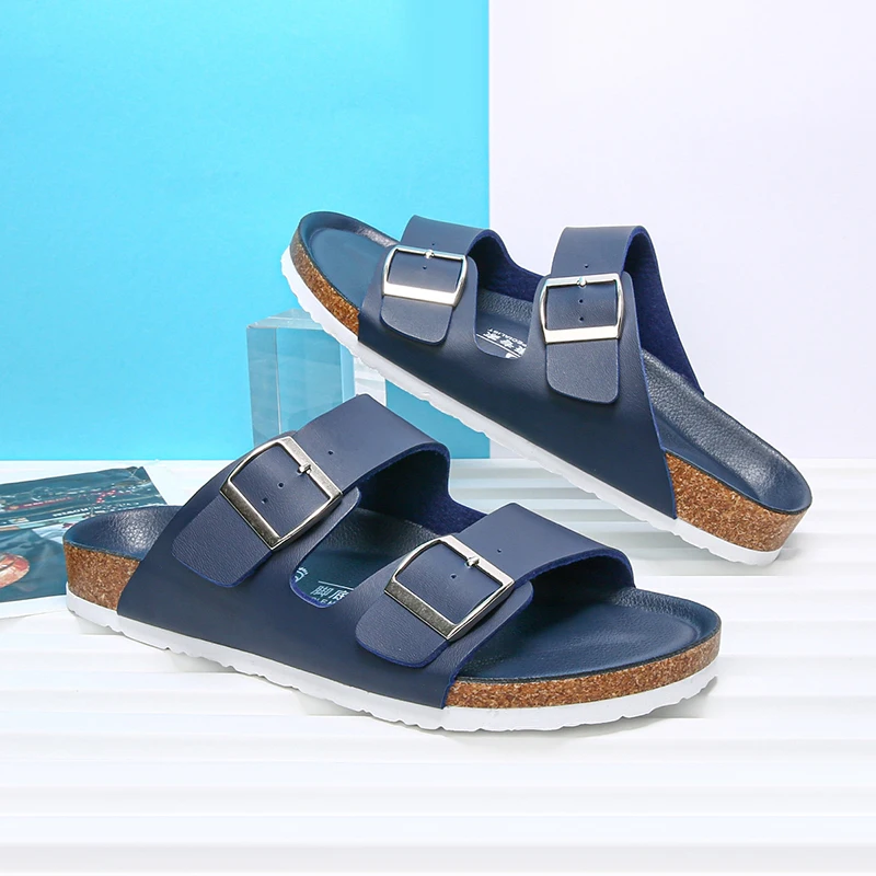 2023 nuova estate vacanza al mare pantofole in sughero casual doppia fibbia antiscivolo zoccoli diapositive uomo donna slip on scarpe basse con