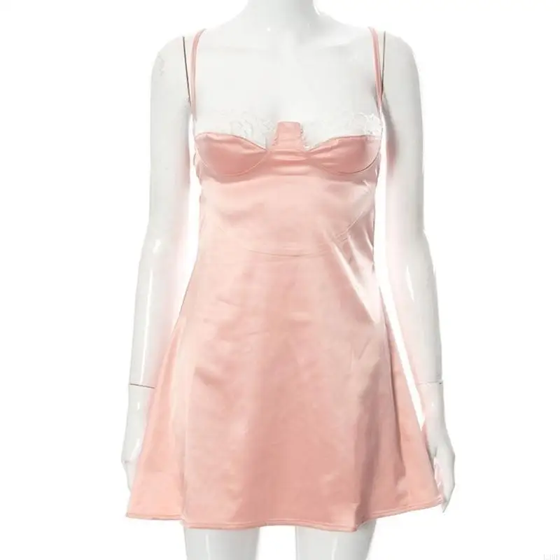 l38e-nightgown-for-women-sexy-low-cut-lace-backless-satin-short-dress