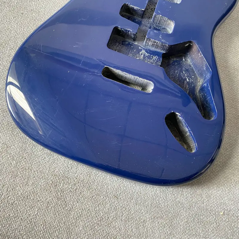 HB253 Piants Damaged ST Guitar Body Blue Color Custom Tremolo and Bridges Unfinished Electric Guitar DIY Replace