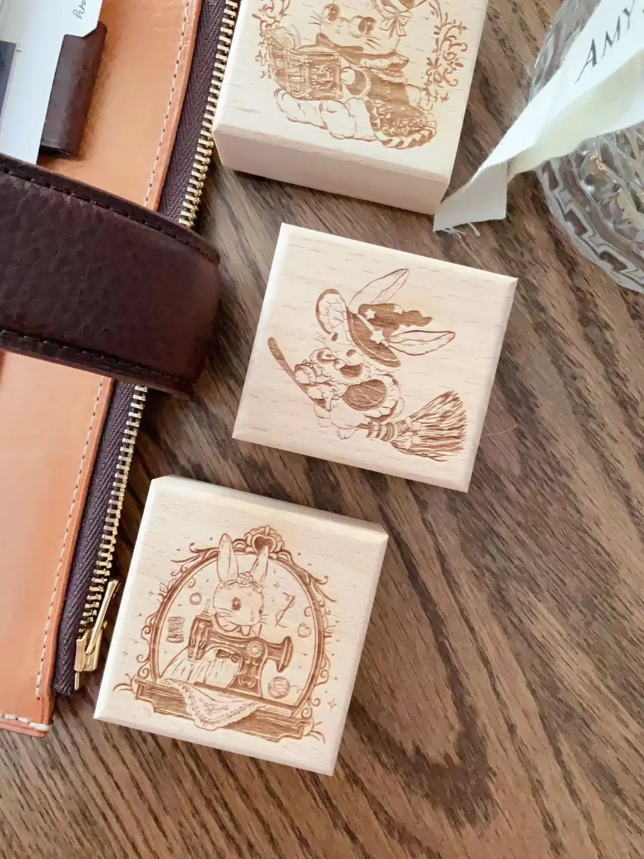 Vintage Lovely Bunny's World Wooden Rubber Stamp for DIY Scrapbooking Photo Album Card Making