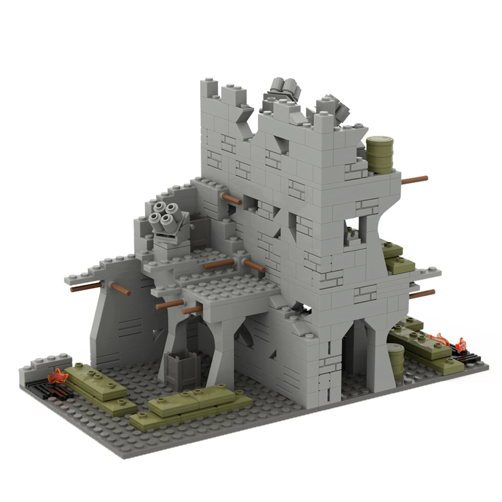 MOC Stad Ruïnes Basis Scène Model Bouwstenen Militair Thema Puzzel Montage Bricks Kid DIY Technisch Speelgoed SD1029 496PCS