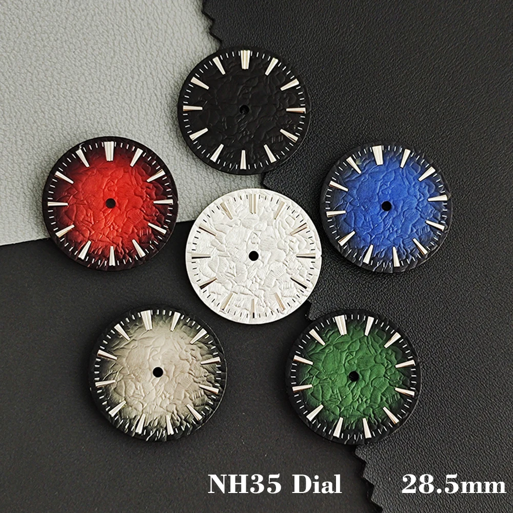 NH35 Zifferblatt 28,5mm Anpassbares Logo-Zifferblatt GS Uhr Roségold Strukturiertes Zifferblatt Passend für NH35/NH36 Uhrwerk Uhrenzifferblätter Ersatzteile