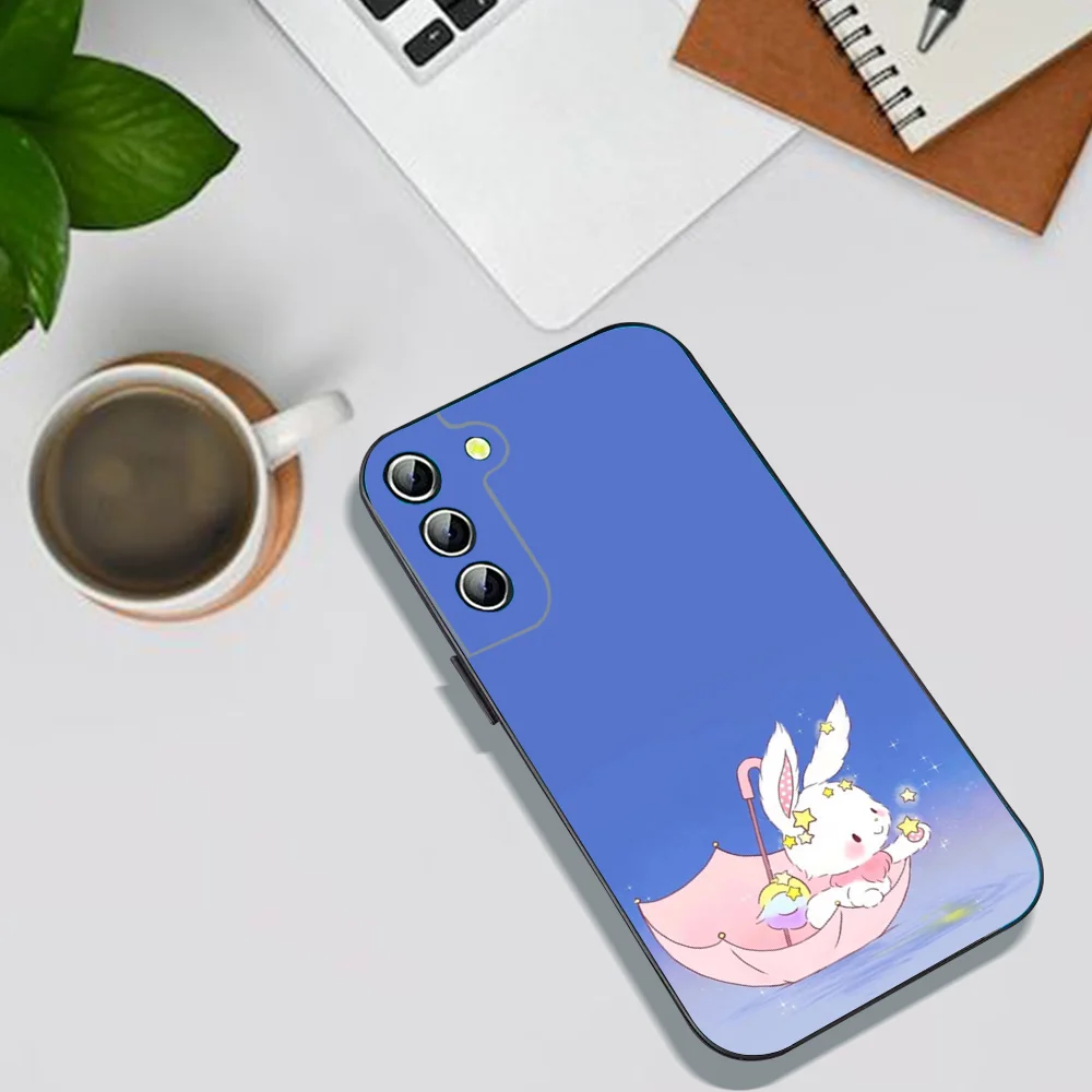 Cute W-Wishing R-Rabbit Phone Case For Samsung Galaxy A52 A12 A51 S21 Edge S22ULTRA S23 S24 S20LITE Plus Ultra Black Cover