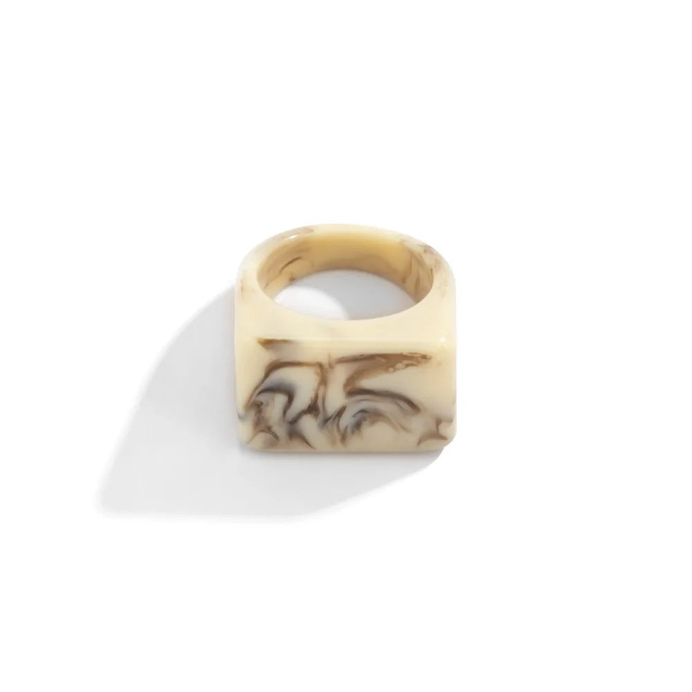 Temperament Fashion Colored Acrylic Ring New Simplicity Women Girl Lady Ring Trendy Resin Geometric Square Ring