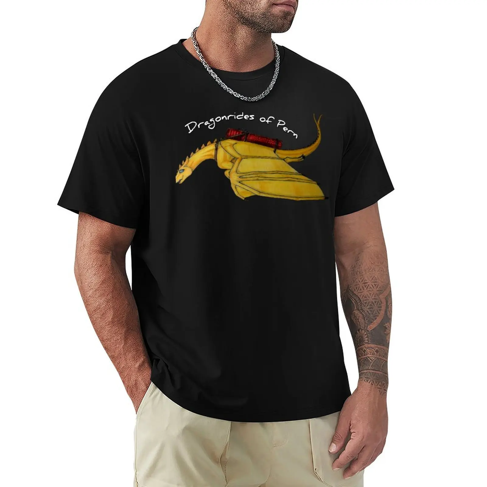 

Dragonriders of Pern - Golden Fire Lizard T-Shirt Minimalist Plain Crew Neck T-Shirt