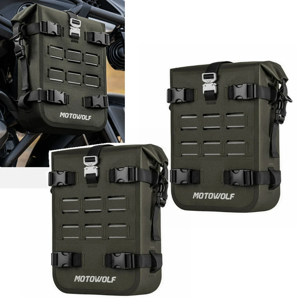 

Водонепроницаемая сумка на бампер мотоцикла, сумка для инструментов на защитную дугу, для активного отдыха и велоспорта, с внутренней опорной пластиной