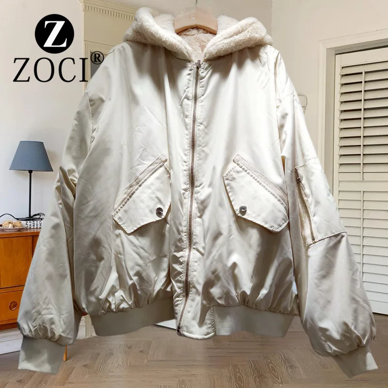 [ZOCI] Loose Fit Winter Simple Long Sleeved Double-sided Wearing South Korea Dongdaemun Cotton Jacket Women's Top